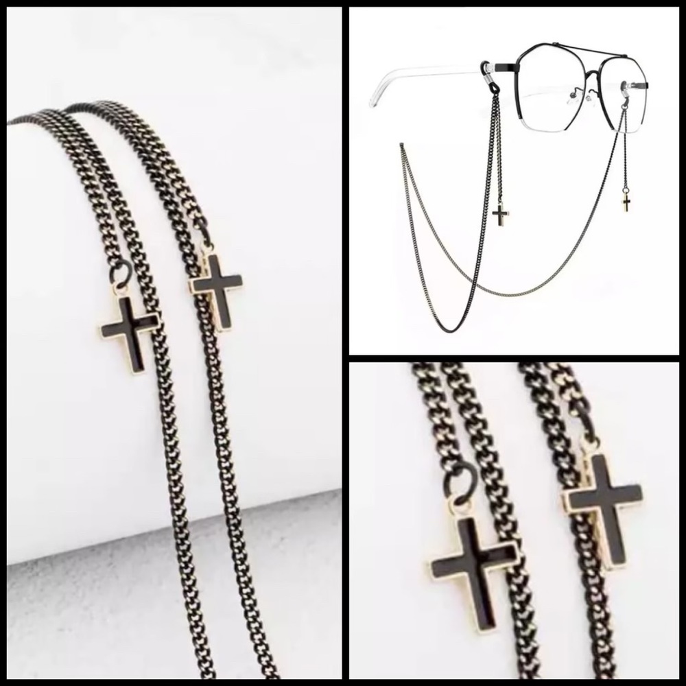 Gold & Black Cross chain for Sunglasses or Glasses